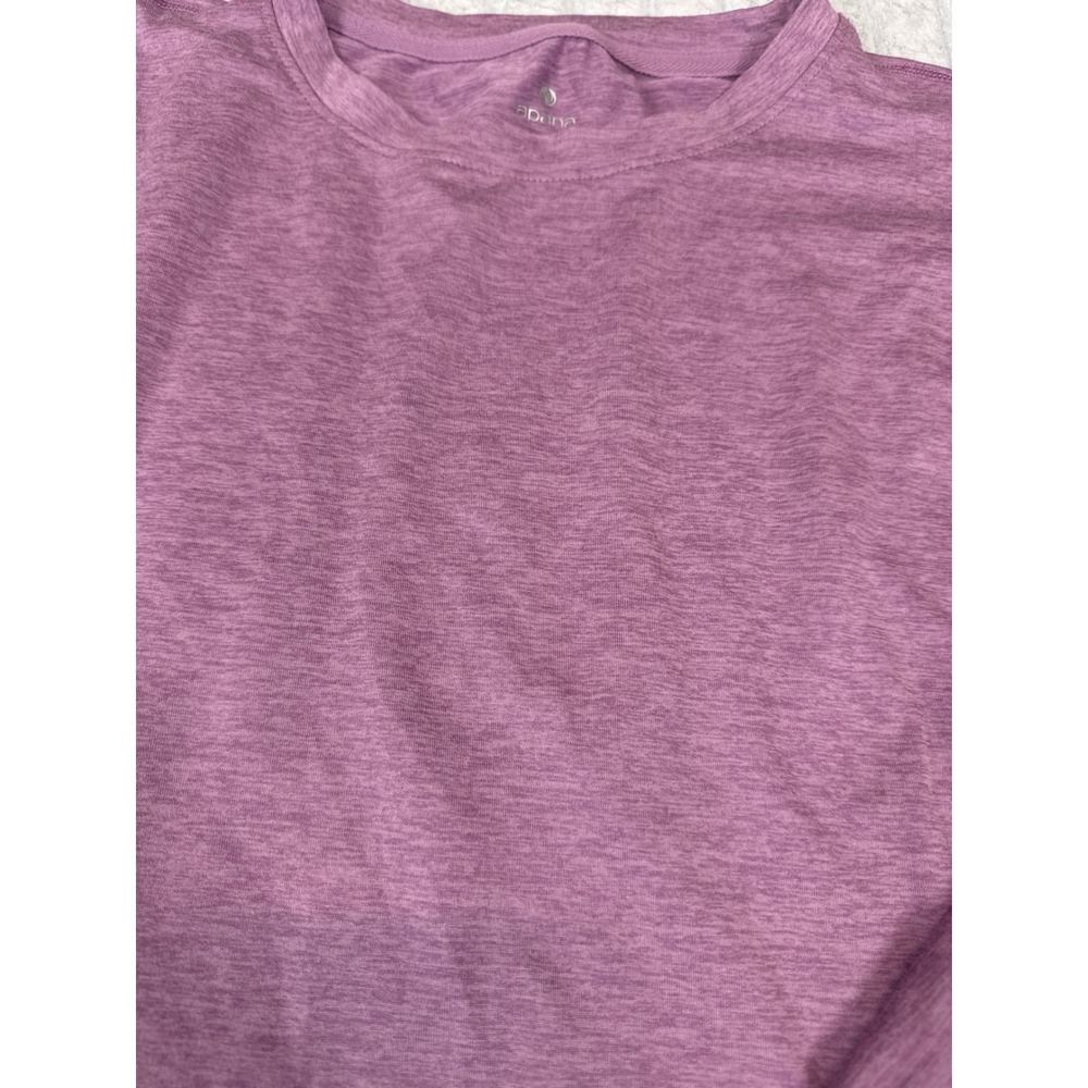 Apana Womens Small Purple Heathered Long Sleeve Cinched‎ Hem Activewear Top